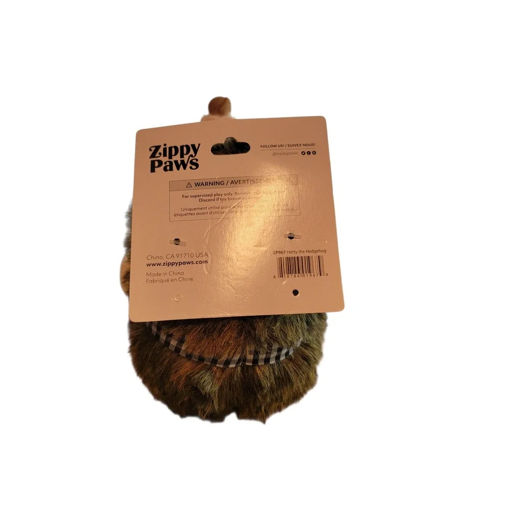 Zippy Paws Hetty the Hedgehog Plush Dog Toy Black‎ White Scarf 20cm x 15cm